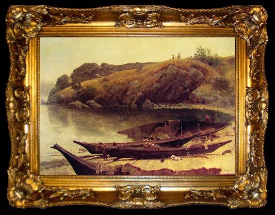 framed  Albert Bierstadt Canoes, ta009-2
